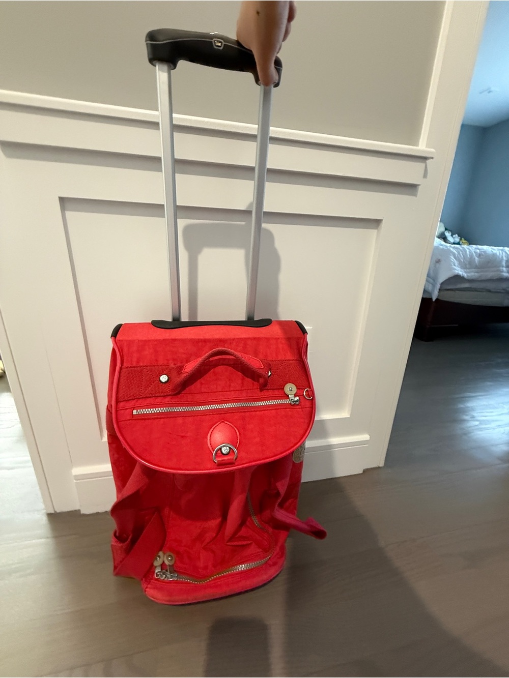 Kipling Red Duffle w wheels